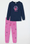 Schlafanzug lang Interlock Organic Cotton Bündchen Galaxy-Einhorn Glitzer dunkelblau - Girls World