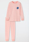 Pajamas long interlock organic cotton cuffs stripes hedgehog peach - Natural Love