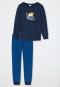 Pajamas long interlock organic cotton cuffs Viking longship stripes dark blue - Boys World