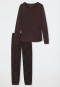 Pajamas long interlock piping animal print burgundy - Contemporary Nightwear