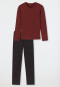 Pyjama lang interlock V-hals geruit terracotta - Fine Interlock