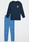 Schlafanzug lang mit Leopardenmuster blau - Nightwear