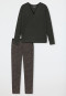 Pyjama lang modal oversized V-hals antraciet - Modern Nightwear