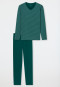 Pyjama long modal encolure en V rayures tilleul - Long Life Soft