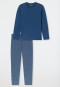 Schlafanzug lang navy gemustert - Casual Essentials