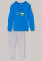 Schlafanzug lang Organic Cotton Bündchen Affen Rennwagen blau/grau-meliert - Boys World