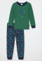 Pyjama lang biologisch katoen manchetten graafmachine pixel groen - Boys World