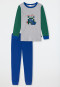 Schlafanzug lang Organic Cotton Bündchen Dino Pixel grau-meliert - Boys World