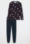 Pyjama long coton bio poignets ours polaire carreaux bordeaux - Feeling@Home