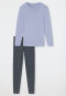 Pyjama lang biologisch katoen boorden lila - Contemporary Nightwear