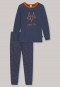 Schlafanzug lang Organic Cotton Bündchen Fuchs dunkelblau - Natural Love
