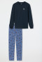 Lange pyjama biologisch katoenen manchetten Hondenskateboard indigo - Natural Rythm