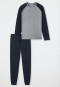 Pyjama lengte Organic Cotton manchetten nachtblauw - 95/5 Nightwear