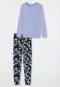 Pajamas long organic cotton cuffs navy - Contemporary Nightwear