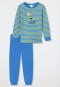 Long pajamas organic cotton cuffs striped rat trampoline blue - Rat Henry