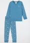 Schlafanzug lang Organic Cotton Bündchen Sterne Monde hellblau - Natural Love