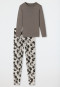 Pyjama long taupe en coton bio avec poignets - Contemporary Nightwear