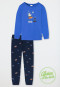 Pyjama long coton bio bords-côtes ovnis extraterrestre phosphorescent bleu - Boys World