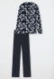 Pigiama lungo in cotone biologico con abbottonatura e stampa floreale, blu marino - Contemporary Nightwear