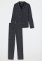 Pyjama long coton bio patte de boutonnage col revers imprimé graphique bleu nuit - Contemporary Nightwear