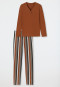 Pigiama lungo in cotone biologico con abbottonatura, color whisky - Comfort Nightwear