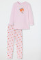 Pigiama lungo in cotone biologico con leggings e motivo di orsacchiotto e cuore, rosa - Natural Love