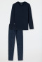 Pigiama lungo in cotone biologico con fantasia di colore blu notte - Casual Nightwear