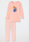Pajamas long organic cotton stripes owl polka dots peach - Natural Love