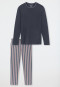 Pyjama long Coton biologique rayures gris choux - selected ! premium