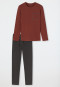 Schlafanzug lang Organic Cotton Streifen terracotta - 95/5 Nightwear