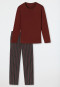 Pyjama lang biologisch katoen gestreept terracotta - selected! premium
