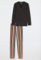 Pyjama lang biologisch katoen V-hals antraciet - Comfort Nightwear
