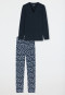 Pyjama lang biologisch katoen V-hals nachtblauw - Comfort Nightwear