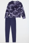 Schlafanzug lang Plüsch-Shirt Leggings nachtblau - Nightwear