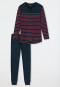 pajamas long stripes cuffs midnight blue - red - selected! premium inspiration