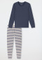 Pigiama lungo a righe blu denim - Casual Essentials