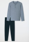 Pyjama lange knoopsluiting nachtblauw - Casual Essentials