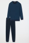 Schlafanzug lang Rundhals Bündchen gemustert royal/dunkelblau - Essentials Nightwear