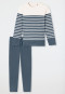Schlafanzug lang Streifen jeansblau - Casual Nightwear