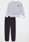 Schlafanzug lang Sweatware Bündchen grau-meliert - Nightwear