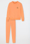 Pyjama long molleton coton bio bords-côtes abricot - Natural Rythm