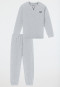 Schlafanzug lang Sweatwear Bündchen grau-meliert - Nightwear