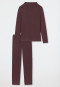 Pyjama long Tencel col cheminée bordeaux - selected! premium