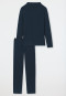 Pyjama long Tencel col cheminée bleu foncé - selected! premium