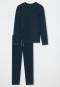 Pajamas long Tencel V-neck stripes dark blue - Selected! Premium