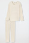 Pajamas long V-neck Breton stripes nude heather - Essential Stripes