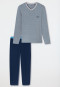 Pyjamas long pyjamas v-neck cuffs dark blue - 95/5