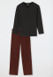 Pyjama lang V-hals pied-de-poule antraciet - Comfort Essentials