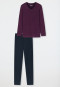 Pyjama lang V-hals gestipt pruim - Comfort Essentials