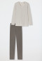 Pyjama long encolure en V motif pois taupe - Comfort Essentials